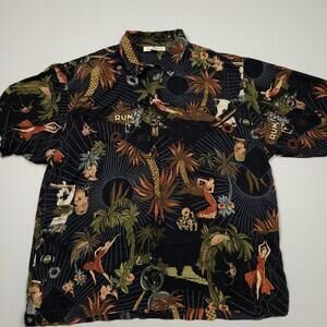 Tommy Bahama Silk Dancer Cigar Rum Monkey Habana Club Hawaiian AOP Shirt XL